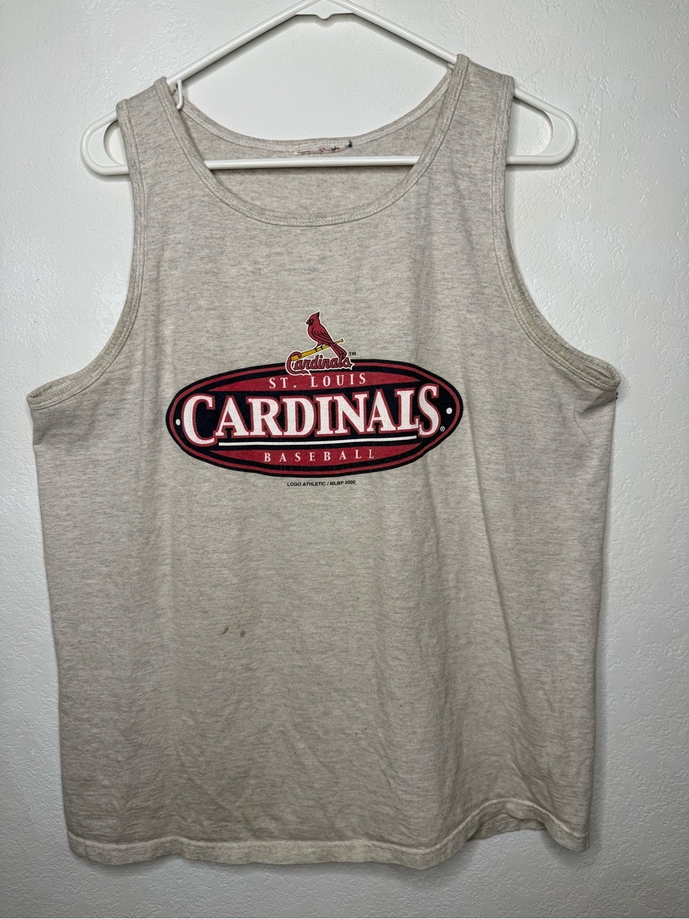Vintage 2000 logo Athletic St. Louis Cardinals MLB Baseball Gray Tank Top Shirt